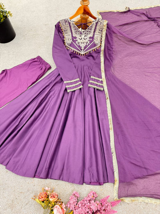 MEHER PURPLE ANARKALI SET