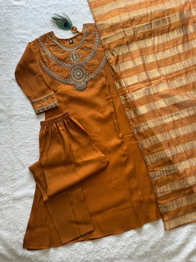 KESAR OCHRE KURTA SET