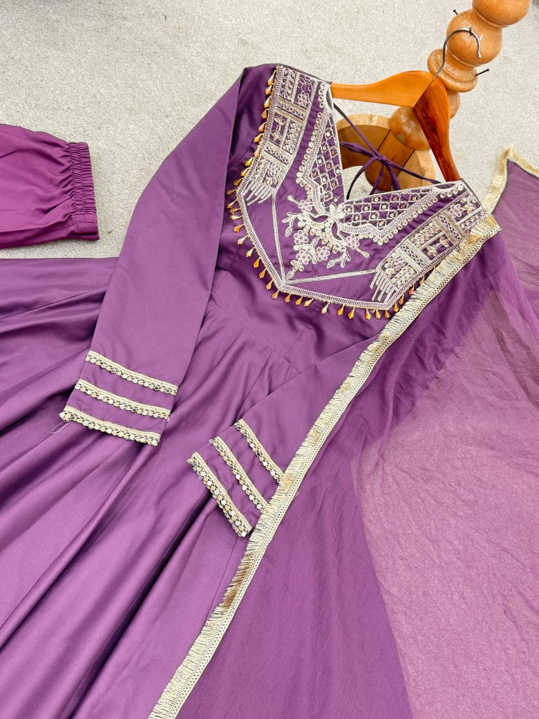 MEHER PURPLE ANARKALI SET