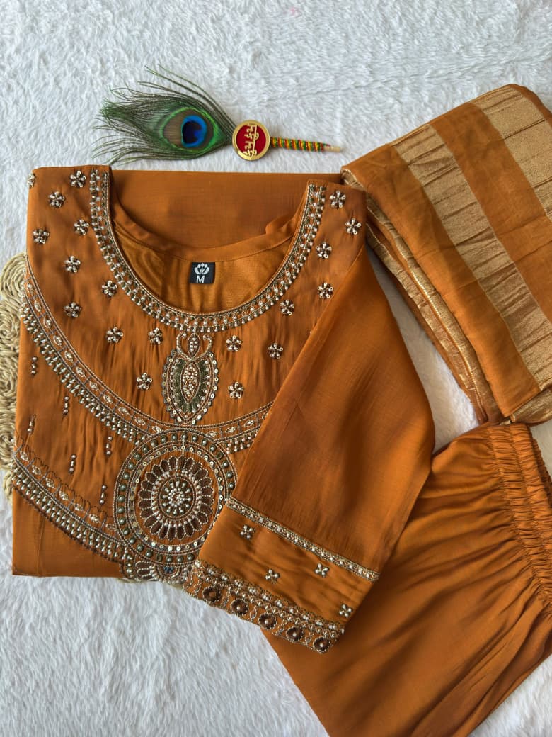 KESAR OCHRE KURTA SET