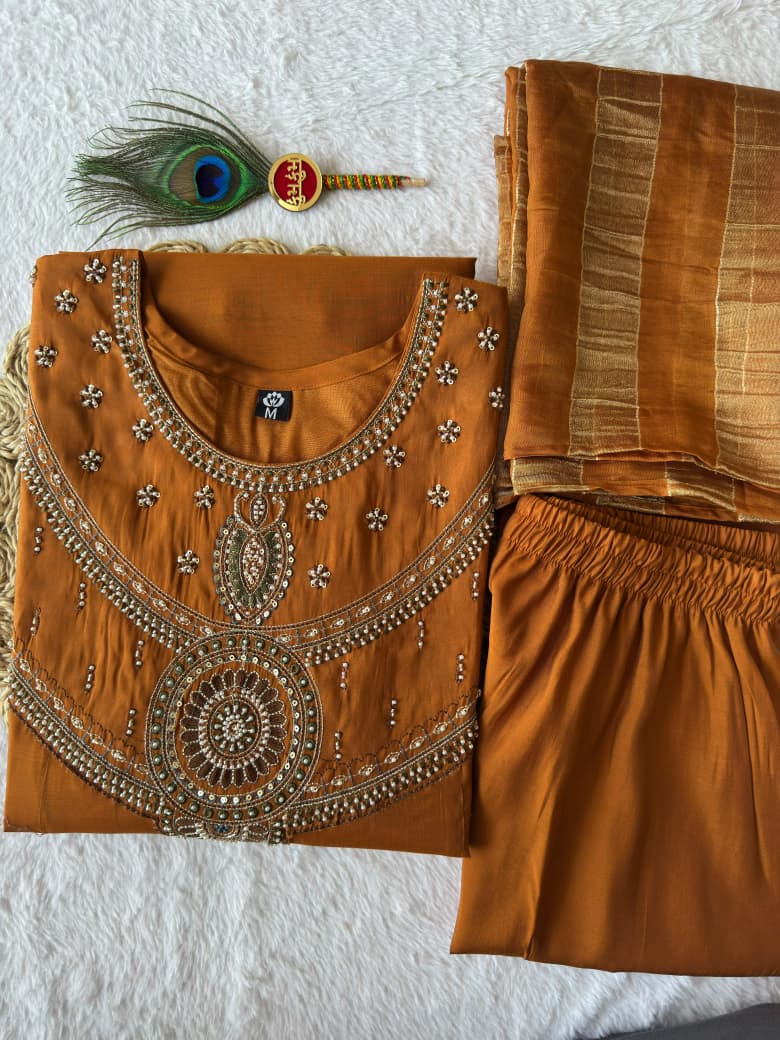 KESAR OCHRE KURTA SET