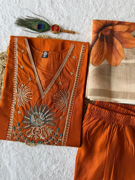 AARVI RUST KURTA SET