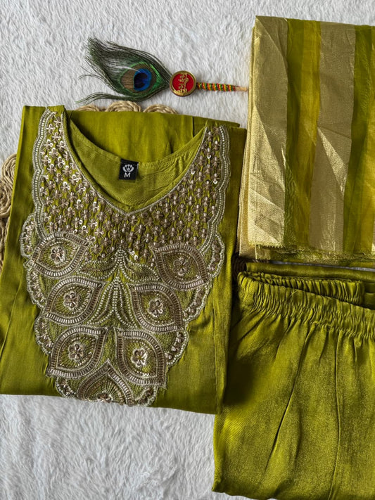 AARADHYA PARROT GREEN ANARKALI SET