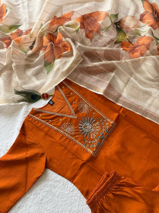 AARVI RUST KURTA SET
