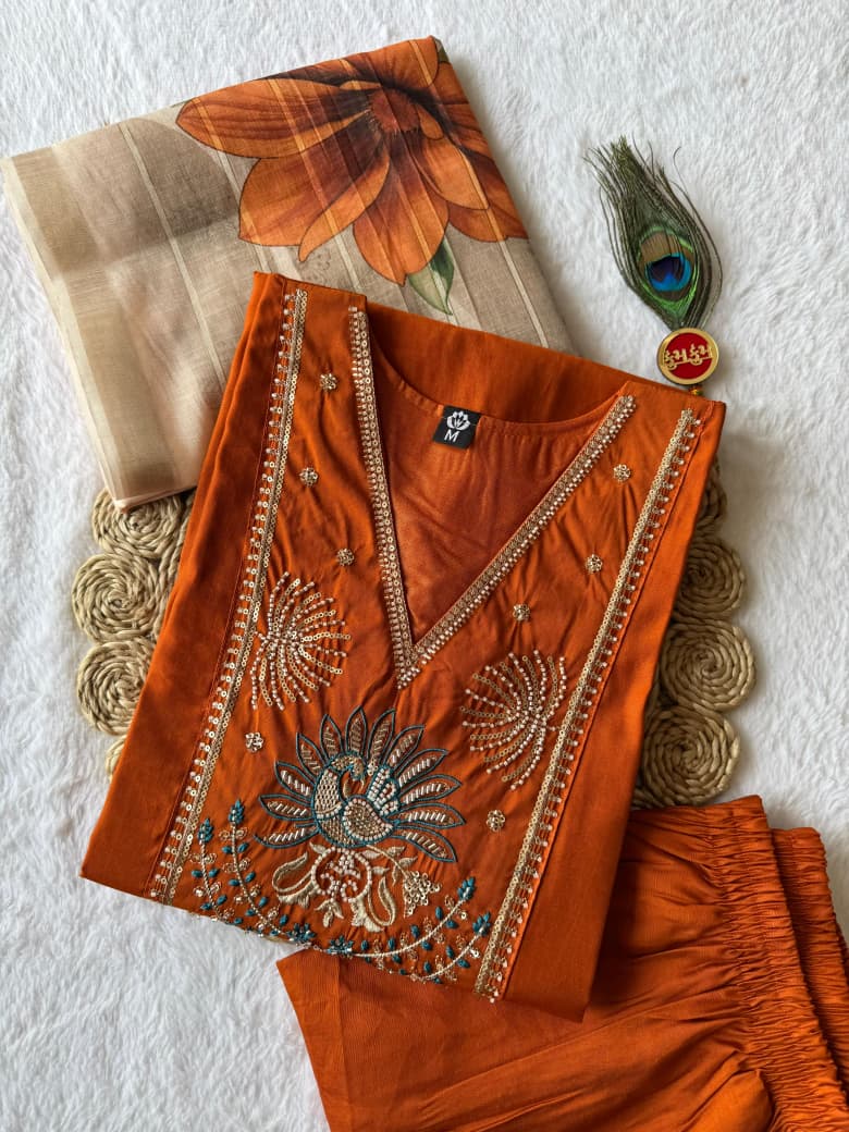 AARVI RUST KURTA SET
